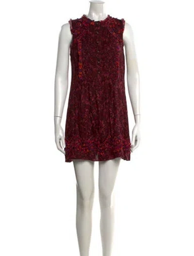 Pre-owned Anna Sui Wool Mini Dress In Burgundy