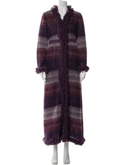Pre-owned Anna Sui Wool Plaid Print Coat