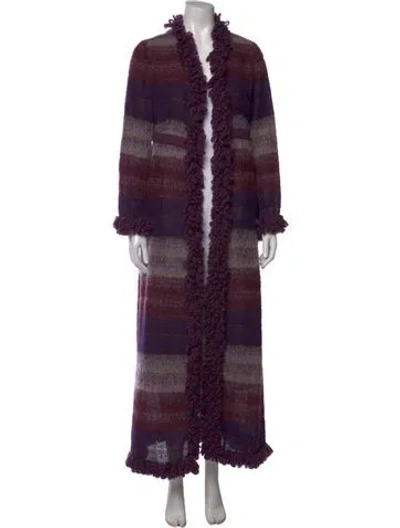 Pre-owned Anna Sui Wool Striped Sweater In Metallic/purple