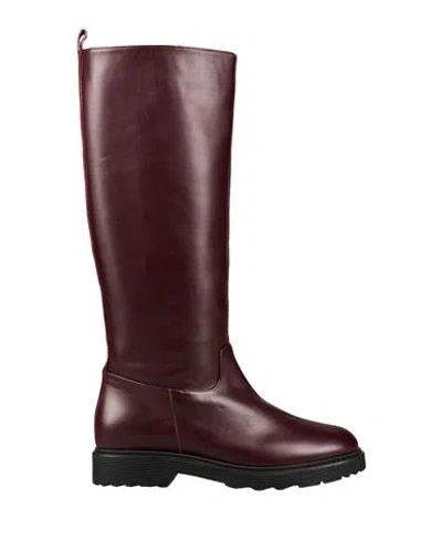 Anna Virgili Woman Boot Burgundy Size 8 Leather In Red