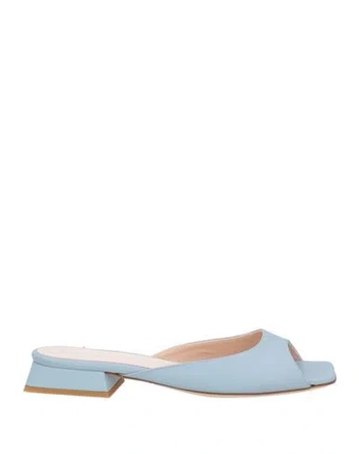 Anna Virgili Woman Sandals Sky Blue Size 5 Calfskin