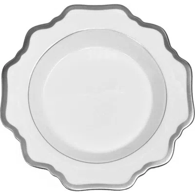 Anna Weatherley Antique Platinum Rim Soup Bowl In White