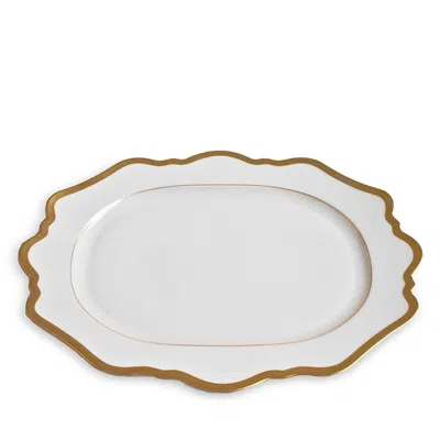 Anna Weatherley Antique White With Gold Oval Platter In Multi