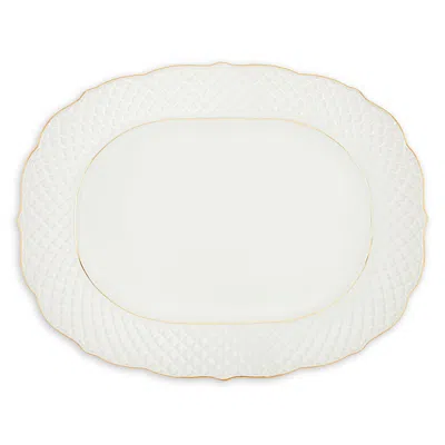 Anna Weatherley Empire White & Gold Oval Platter, Large