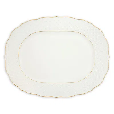 Anna Weatherley Empire White & Gold Oval Platter, Medium