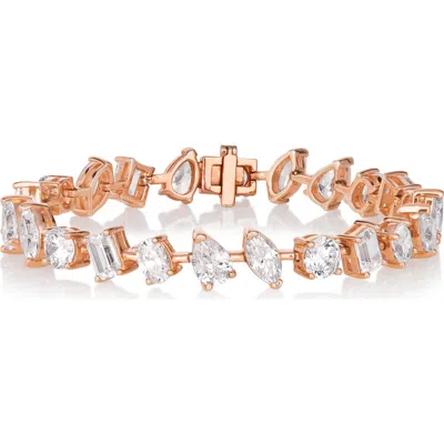 Anna Zuckerman 14 Carat Diamond Crystalline Multishaped Modern Bracelet In Rose Gold