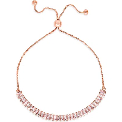 Anna Zuckerman 5 Carat Baguette Bolo Bracelet In 18k Rose Gold