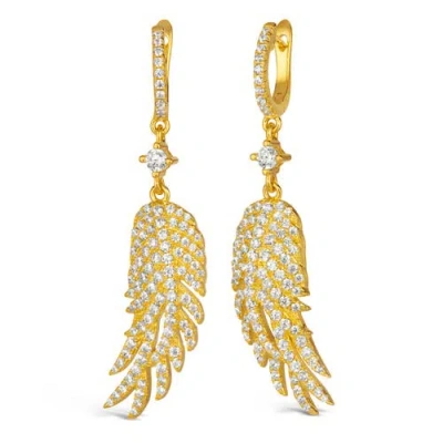 Anna Zuckerman Angel Wings Crystalline Earrings In Yellow Gold