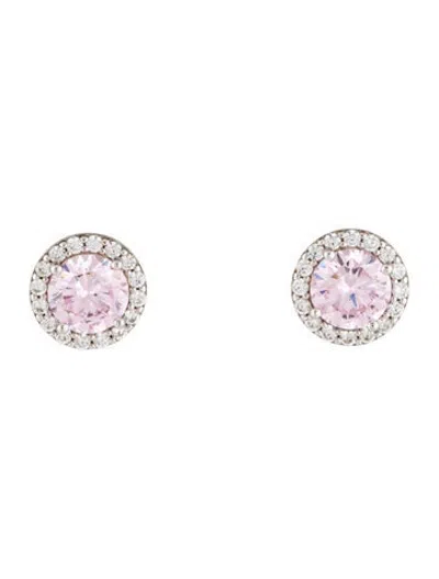 Pre-owned Anna Zuckerman Crystal Heavenly Halo Stud Earrings In Clear/pink