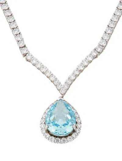 Pre-owned Anna Zuckerman Cubic Zirconia Vizcaya Pendant Necklace, 17" In Multi
