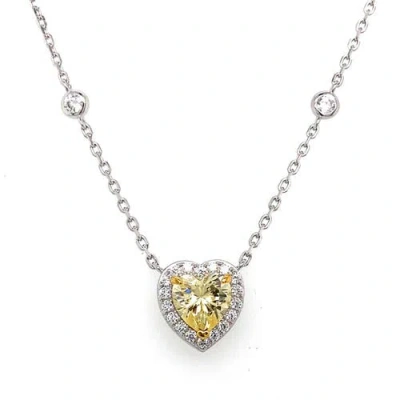 Anna Zuckerman Diamond Crystalline 3 Carat Heart Necklace In Canary Yellow Crystalline
