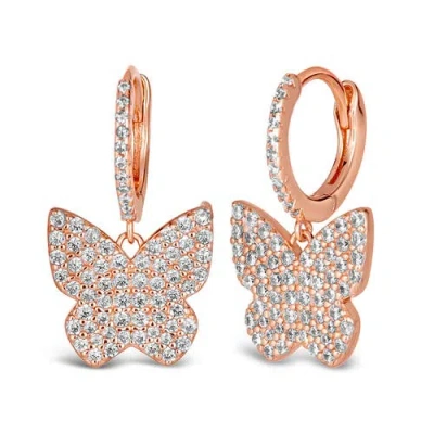 Anna Zuckerman Diamond Essence Butterfly Earrings In Rose Gold