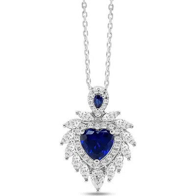 Anna Zuckerman Flaming Heart Necklace In Blue Sapphire