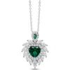 Anna Zuckerman Flaming Heart Necklace In Green Emerald