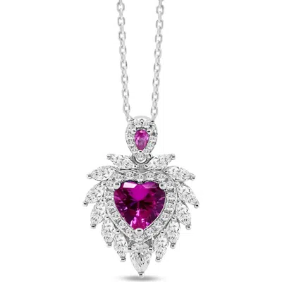 Anna Zuckerman Flaming Heart Necklace In Pink Sapphire