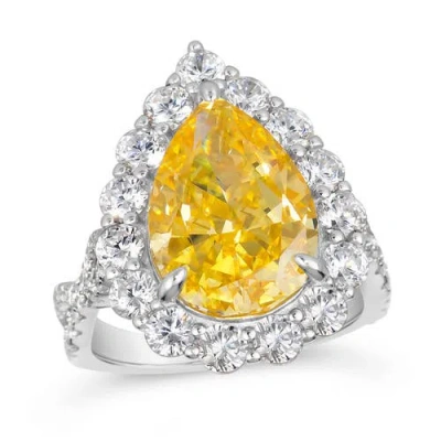 Anna Zuckerman Gia Pear Shaped Cocktail Ring In Canary Yellow Crystalline