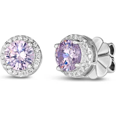 Anna Zuckerman Hello, Halo 2 Carat Diamond Crystalline Studs In Argyle Pink Crystalline