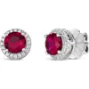 Anna Zuckerman Hello, Halo 2 Carat Diamond Crystalline Studs In Ruby