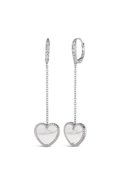 Anna Zuckerman House Of Cards 07 Dangle Heart Earrings In Platinum/mop