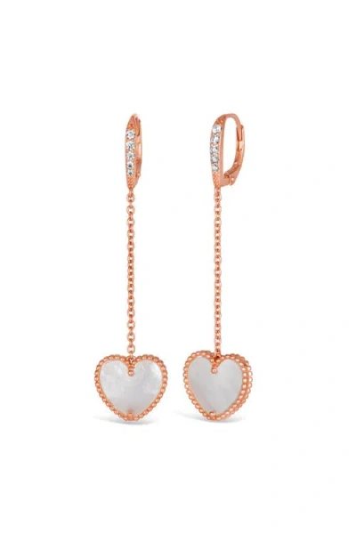 Anna Zuckerman House Of Cards 07 Dangle Heart Earrings In Rose Gold/mop