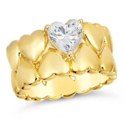 Anna Zuckerman Ivy League Heart Ring In Yellow Gold