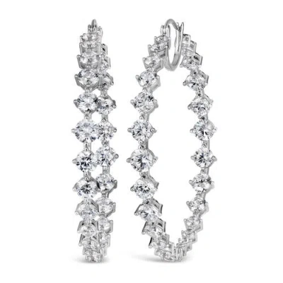 Anna Zuckerman Jennifer Xl Inside Out Diamond Crystalline Hoops In Platinum