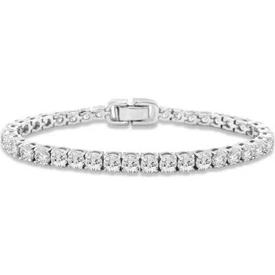 Anna Zuckerman Luxe G Color 10 Carat Tennis Bracelet Four Prong Bracelet In Platinum