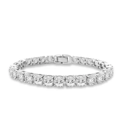 Anna Zuckerman Luxe G Color 30 Carat Tennis Bracelet Four Prong Bracelet In Platinum