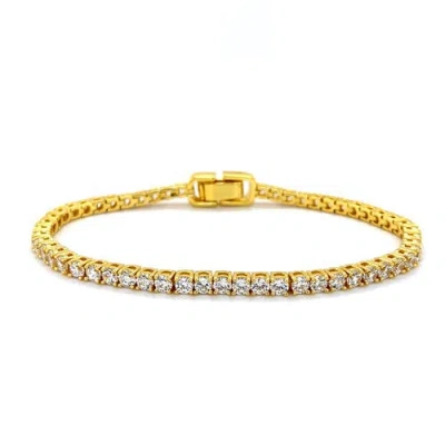 Anna Zuckerman Luxe G Color 5 Carat Tennis Bracelet Four Prong Bracelet In Yellow Gold