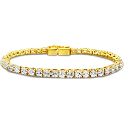 Anna Zuckerman Luxe G Color 6 Carat Tennis Bracelet Four Prong Bracelet In Yellow Gold
