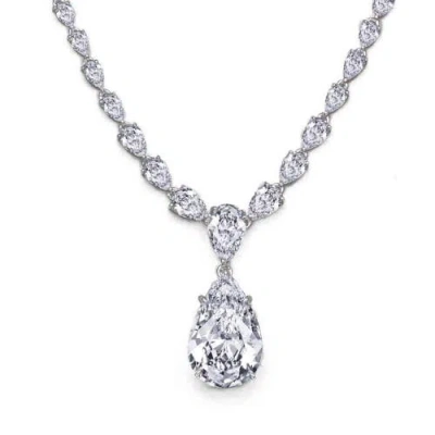 Anna Zuckerman Madonna Pear Shaped Statement Necklace In White Diamond Crystalline