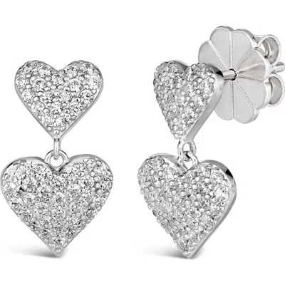 Anna Zuckerman Maria Barcelona Double Heart Earrings In Platinum