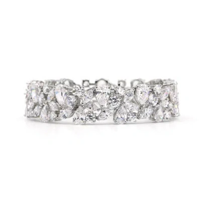 Anna Zuckerman Medina Statement Bracelet Cuff In White Diamond Crystalline