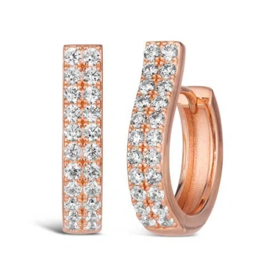 Anna Zuckerman Ola Diamond Crystalline Huggies In Rose Gold