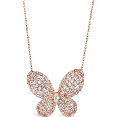 Anna Zuckerman Olivia Butterfly Necklace In Rose Gold