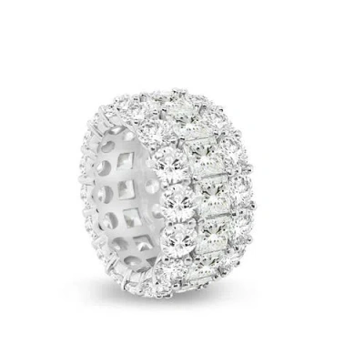 Anna Zuckerman Unforgettable 3 Row Eternity Ring In G/h Color Crystalline