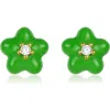 Anna Zuckerman Petit Daisy Earrings In Green