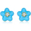 Anna Zuckerman Petit Daisy Earrings In Blue