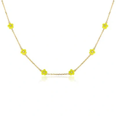 Anna Zuckerman Petit Daisy Necklace In Yellow