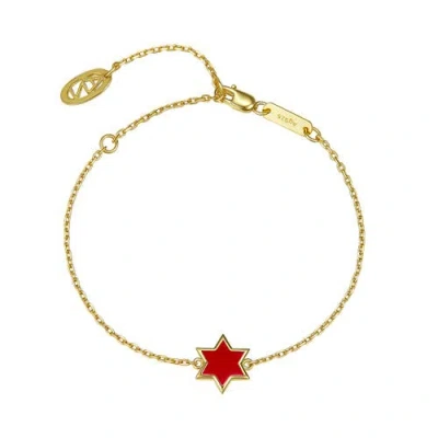 Anna Zuckerman Petit Star Of David Bracelet In Red