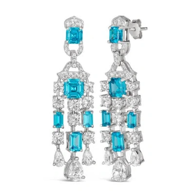 Anna Zuckerman Red Carpet Worthy Chandelier Earrings In Aquamarine Crystalline