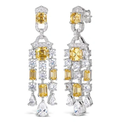 Anna Zuckerman Red Carpet Worthy Chandelier Earrings In Canary Yellow Crystalline