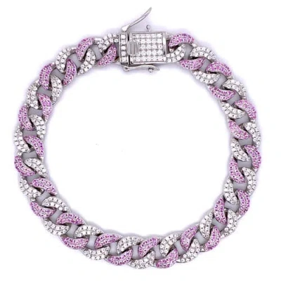 Anna Zuckerman Sweet Havana 8mm Cuban Bracelet In Argyle Pink Crystalline