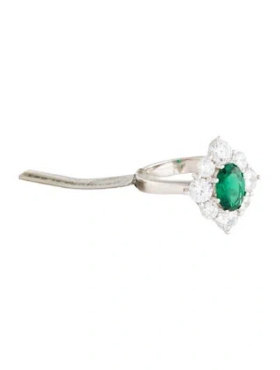Pre-owned Anna Zuckerman Synthetic Emerald & Cubic Zirconia Cocktail Ring In Multicolor