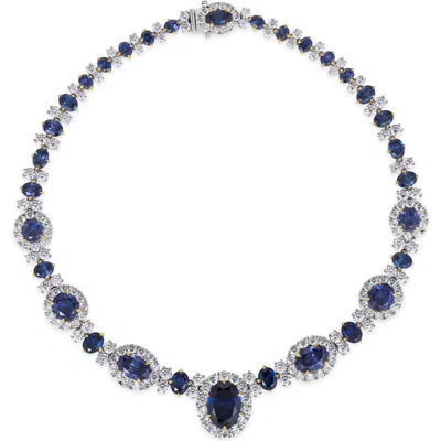 Anna Zuckerman Worth Avenue Statement Necklace In Blue Sapphire
