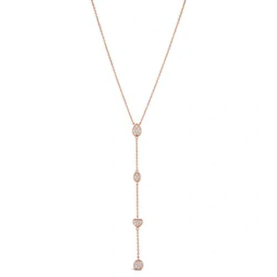 Anna Zuckerman Y Not Lariat Necklace In Rose Gold