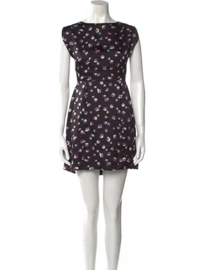 Pre-owned Annabelle Floral Print Mini Dress In Black