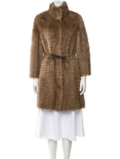 Pre-owned Annabelle Mink Fur Coat In Neutral