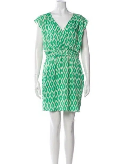 Pre-owned Annabelle Printed Mini Dress In Green