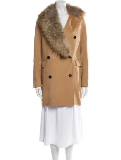 Pre-owned Annabelle Wool Fur Coat In Brown